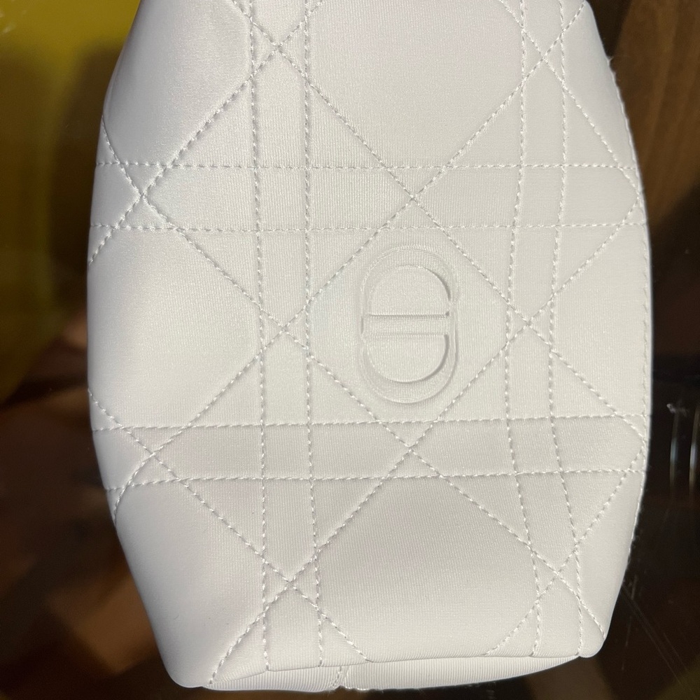 Dior White Quilted Cosmetic Bag